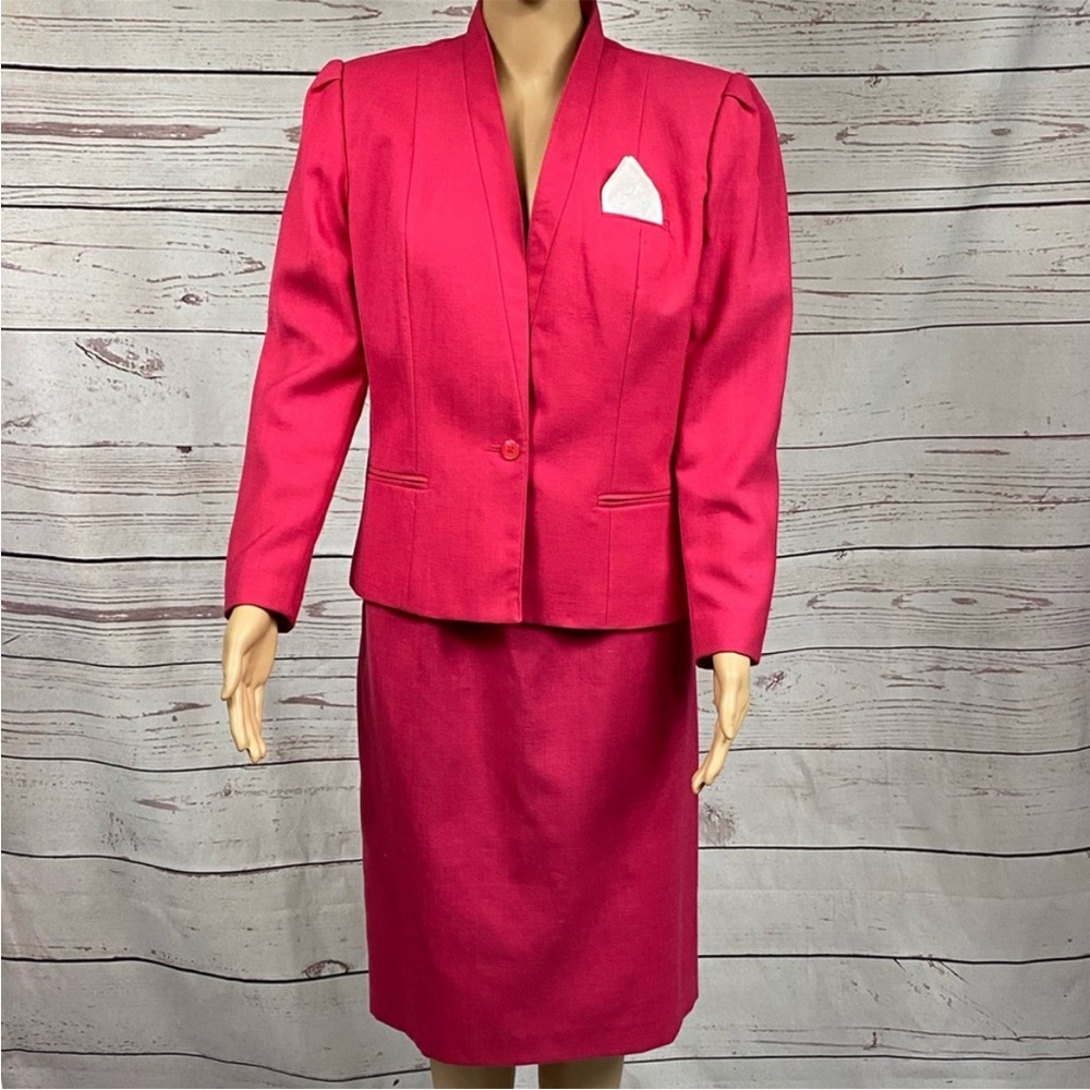 Sasson Vintage 70’s Berry Pink Blazer Skirt‎ Suit